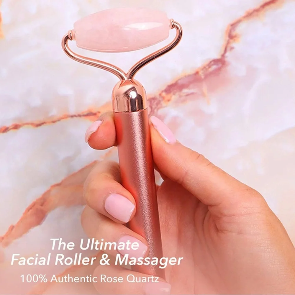 NIB Zoë Ayla Rose Quartz Vibrating Facial Roller - Picture 4 of 15